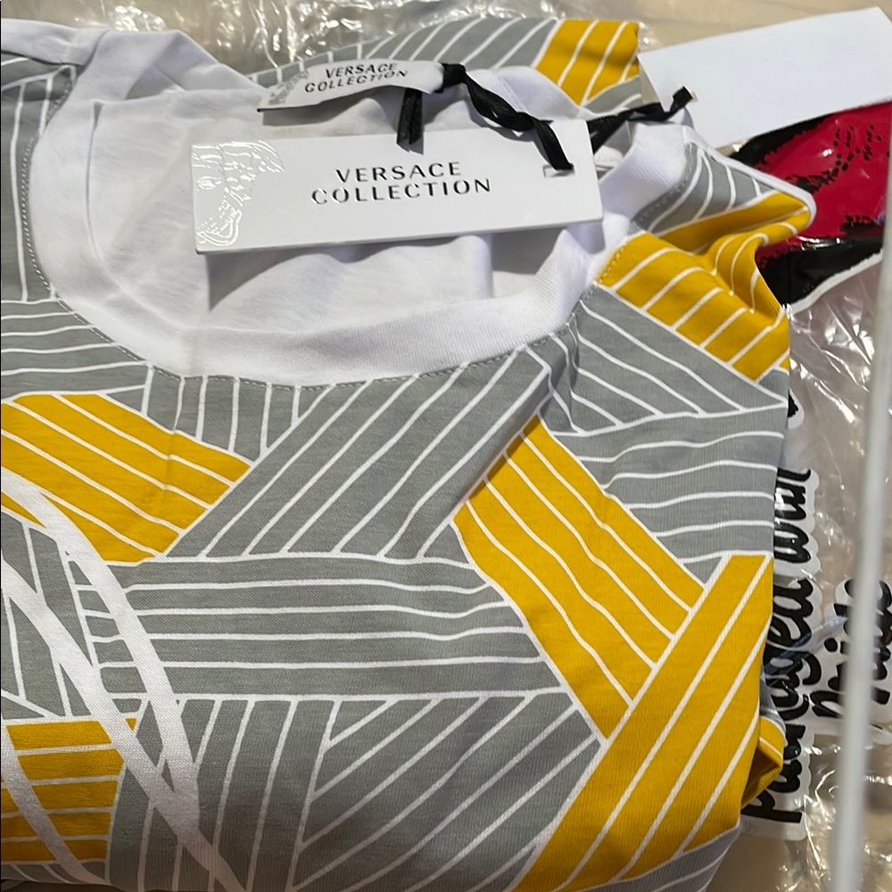 Versace Collection Gray and Yellow T-Shirt